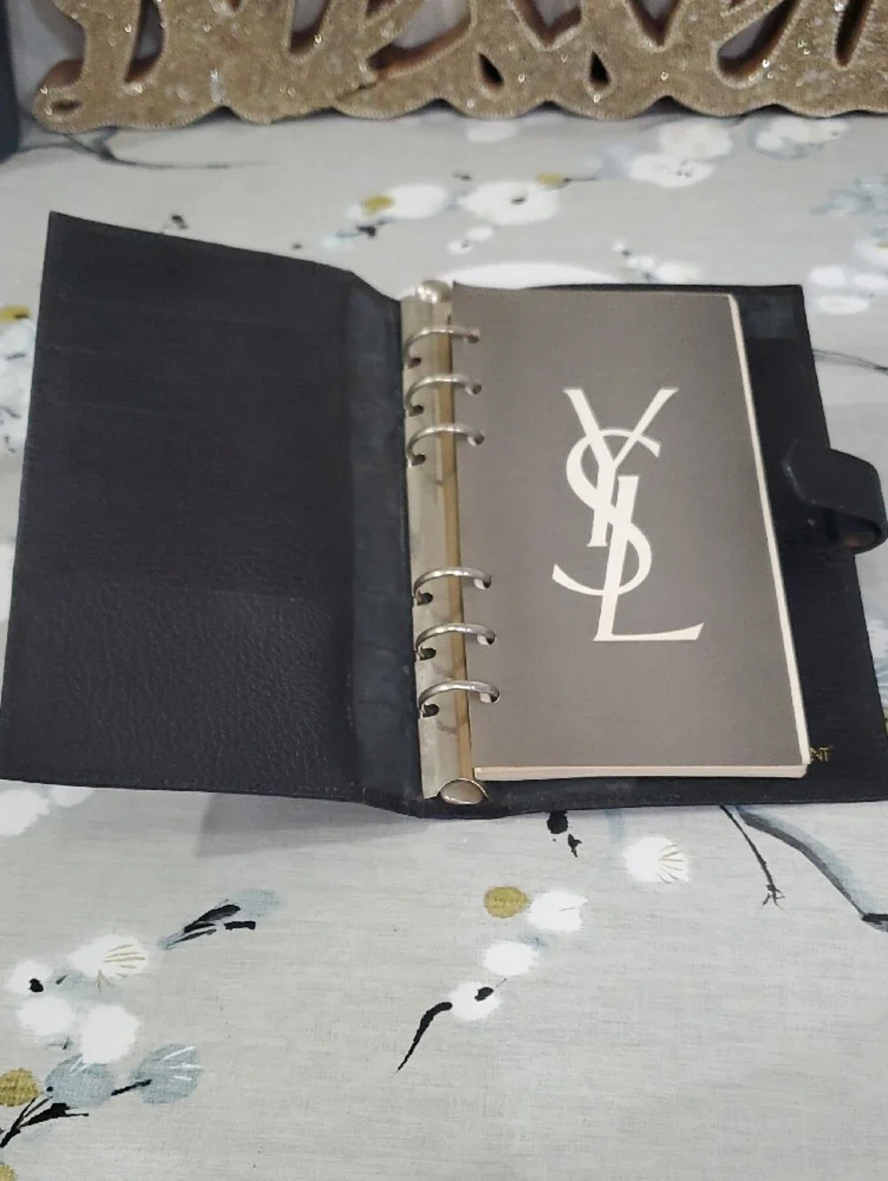 VINTAGE Black textured Leather Yves Saint Laurent Agenda and Keu Holder Bundle